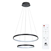 Люстра подвесная LED с пультом Frodo A2197SP-2BK Arte Lamp чёрная на 1 лампу, основание чёрное в стиле хай-тек современный с пультом кольца Люстра подвесная LED с пультом Frodo A2197SP-2BK Arte Lamp чёрная на 1 лампу, основание чёрное в стиле хай-тек современный с пультом кольца